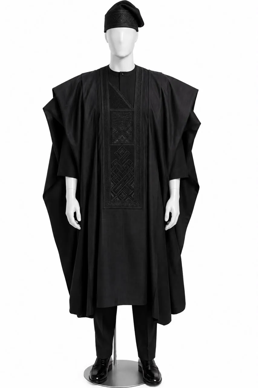 Agbada, black on black
