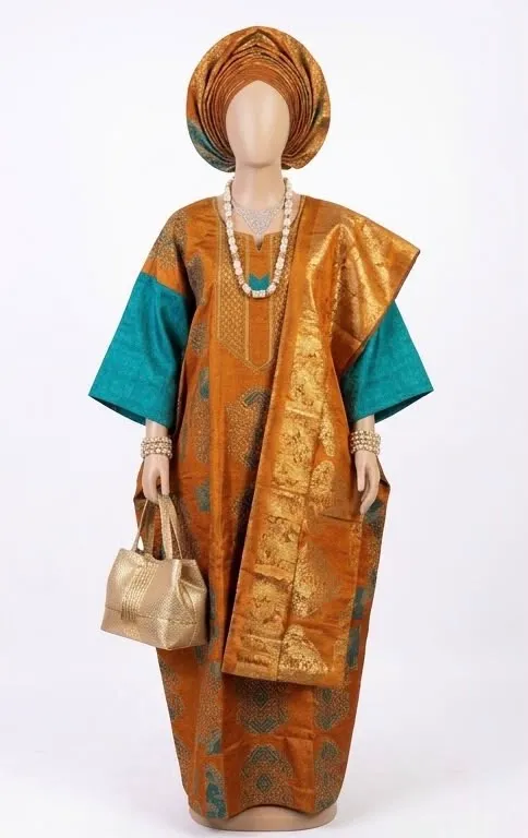 Boubou, orange and teal