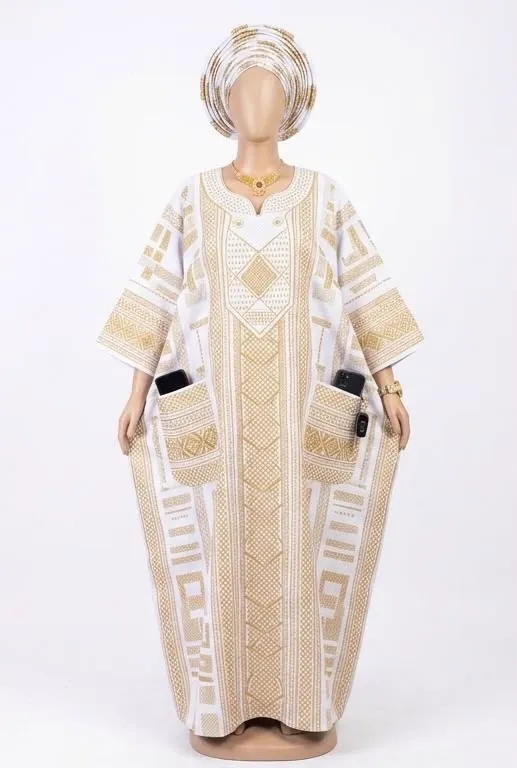 Boubou, white and gold