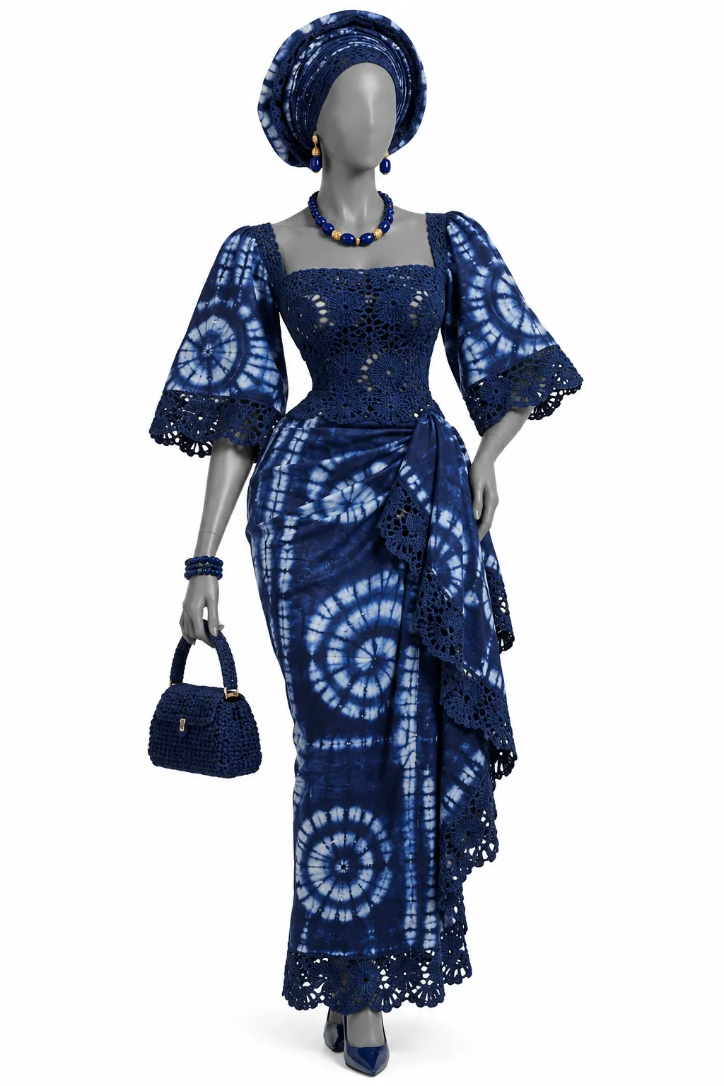 Iro & buba, adire lace