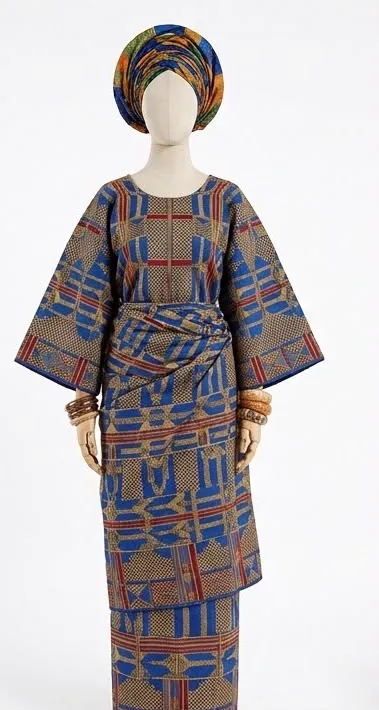 Iro & buba, blue aso oke